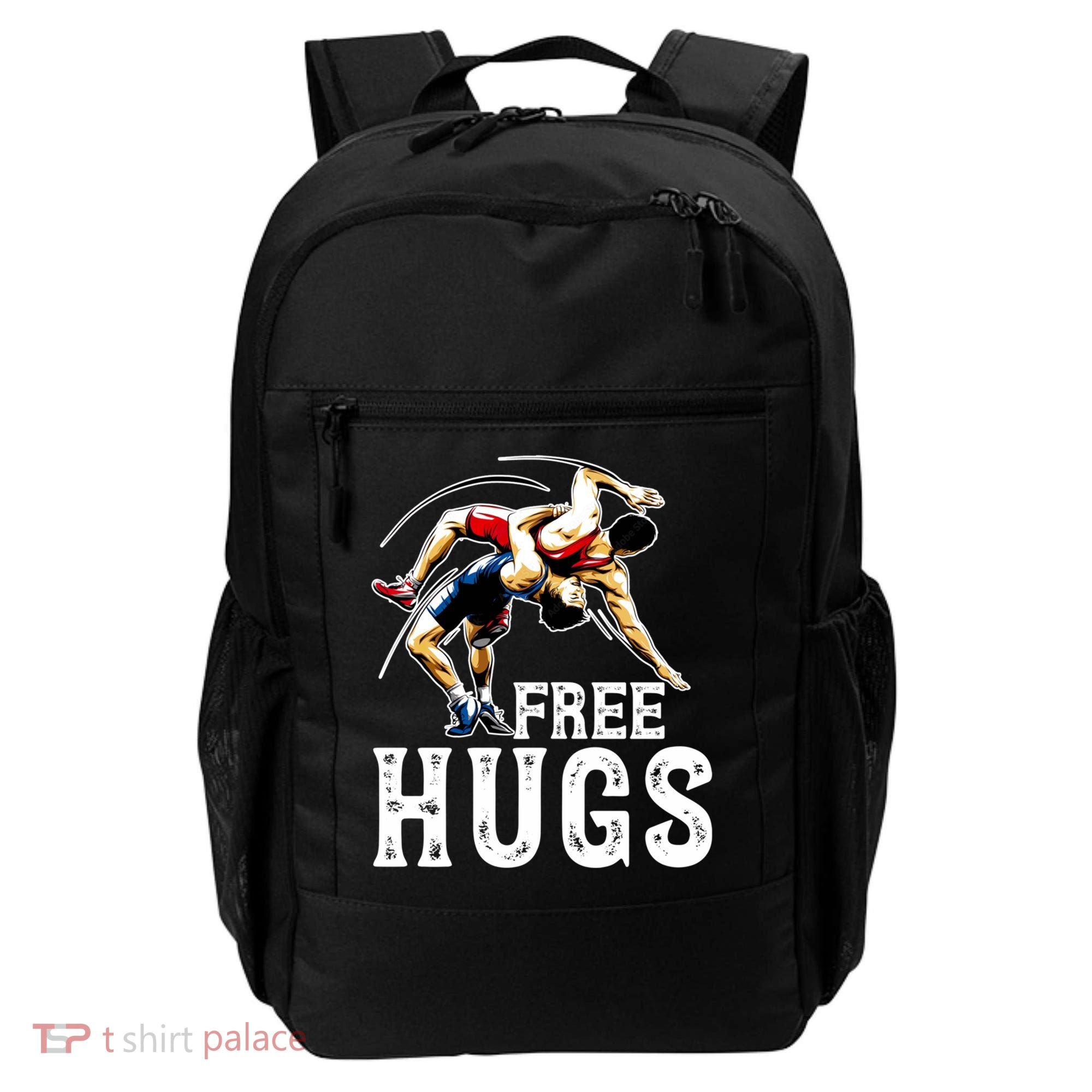 Wrestling Gift Funny Free Hugs Wrestling Cute Gift Backpack