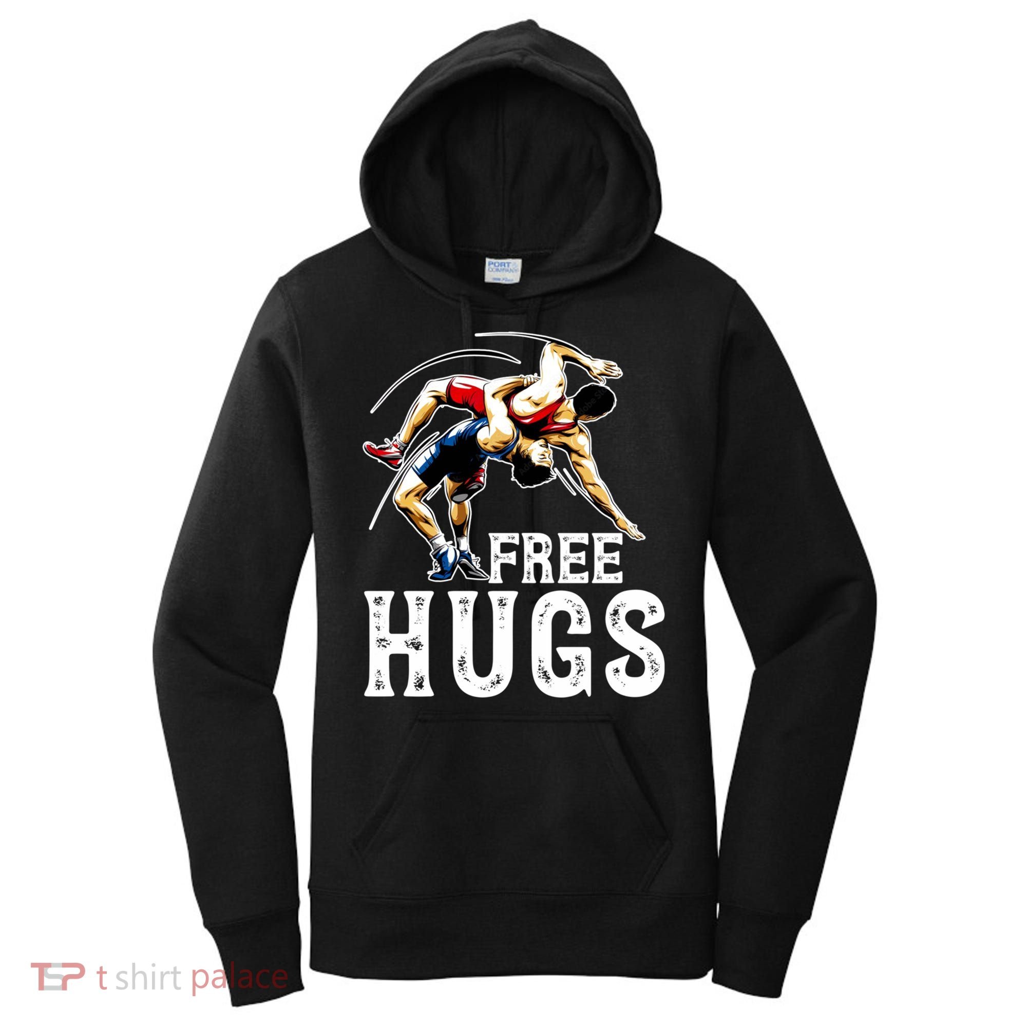 Wrestling Gift Funny Free Hugs Wrestling Cute Gift Women's Hoodie