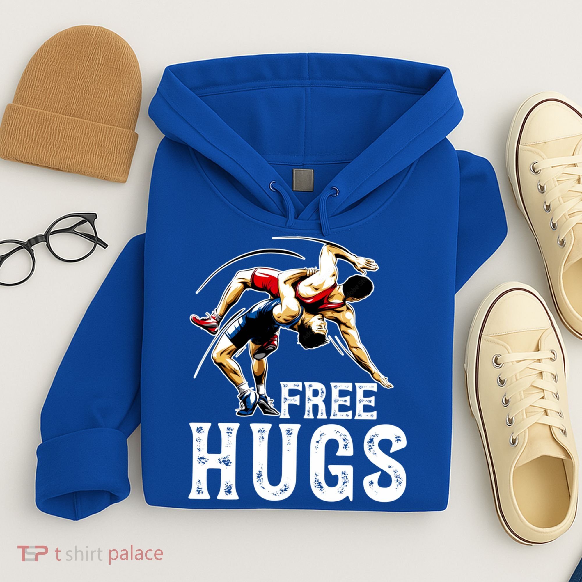 Wrestling Gift Funny Free Hugs Wrestling Cute Gift Hoodie