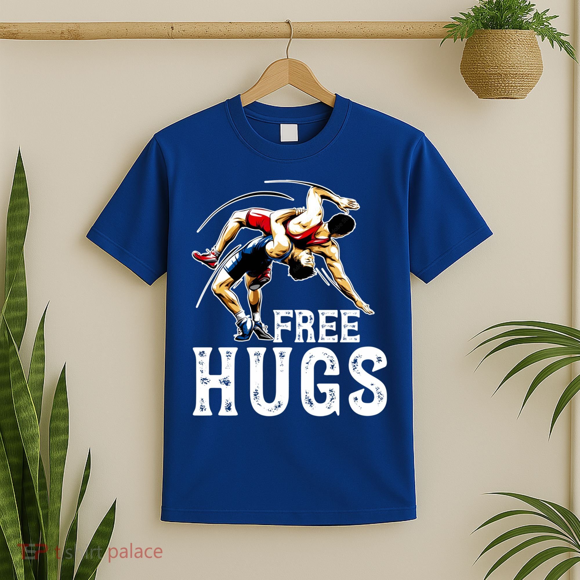 Wrestling Gift Funny Free Hugs Wrestling Cute Gift T-Shirt