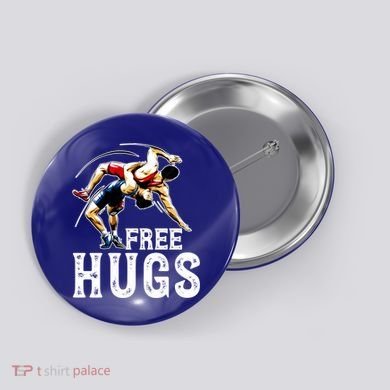 Wrestling Gift Funny Free Hugs Wrestling Cute Gift Button