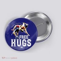 Wrestling Gift Funny Free Hugs Wrestling Cute Gift Button thumb 0