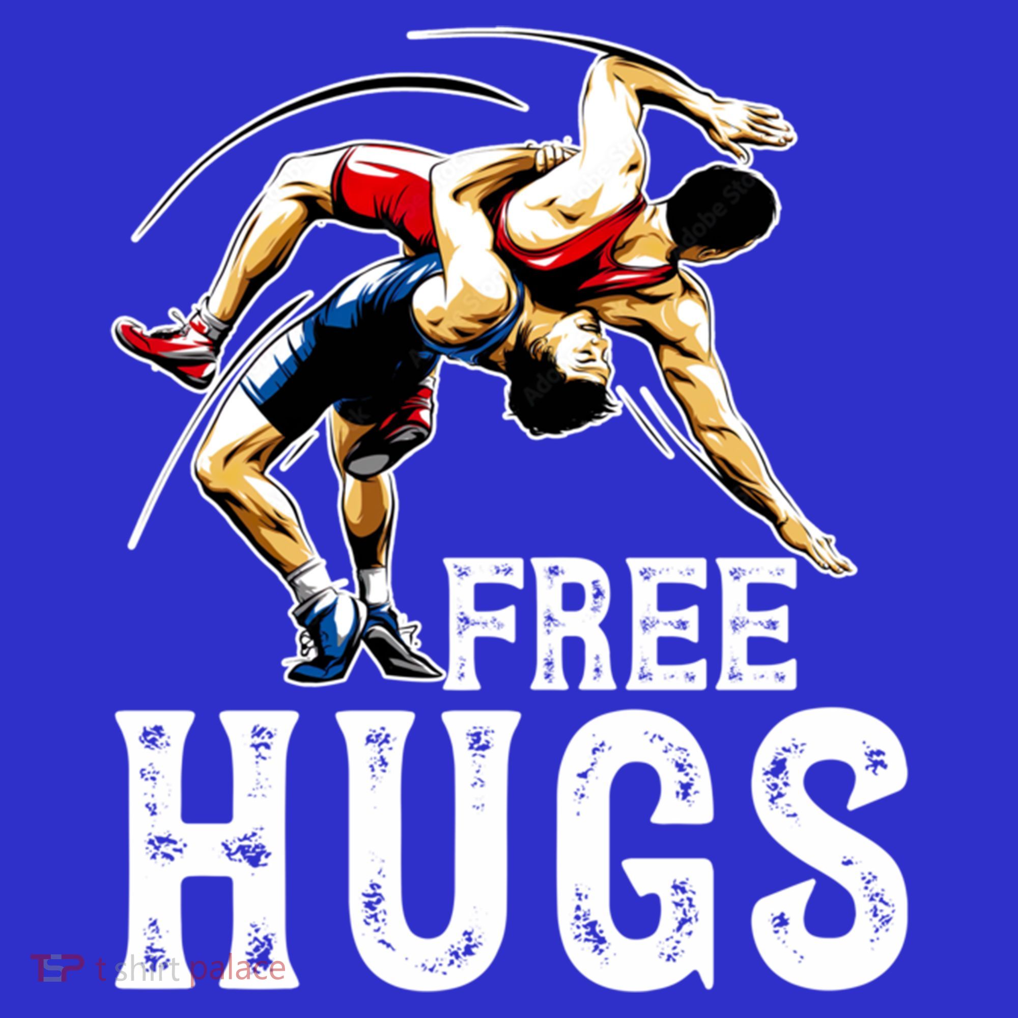 Wrestling Gift Funny Free Hugs Wrestling Cute Gift Polo