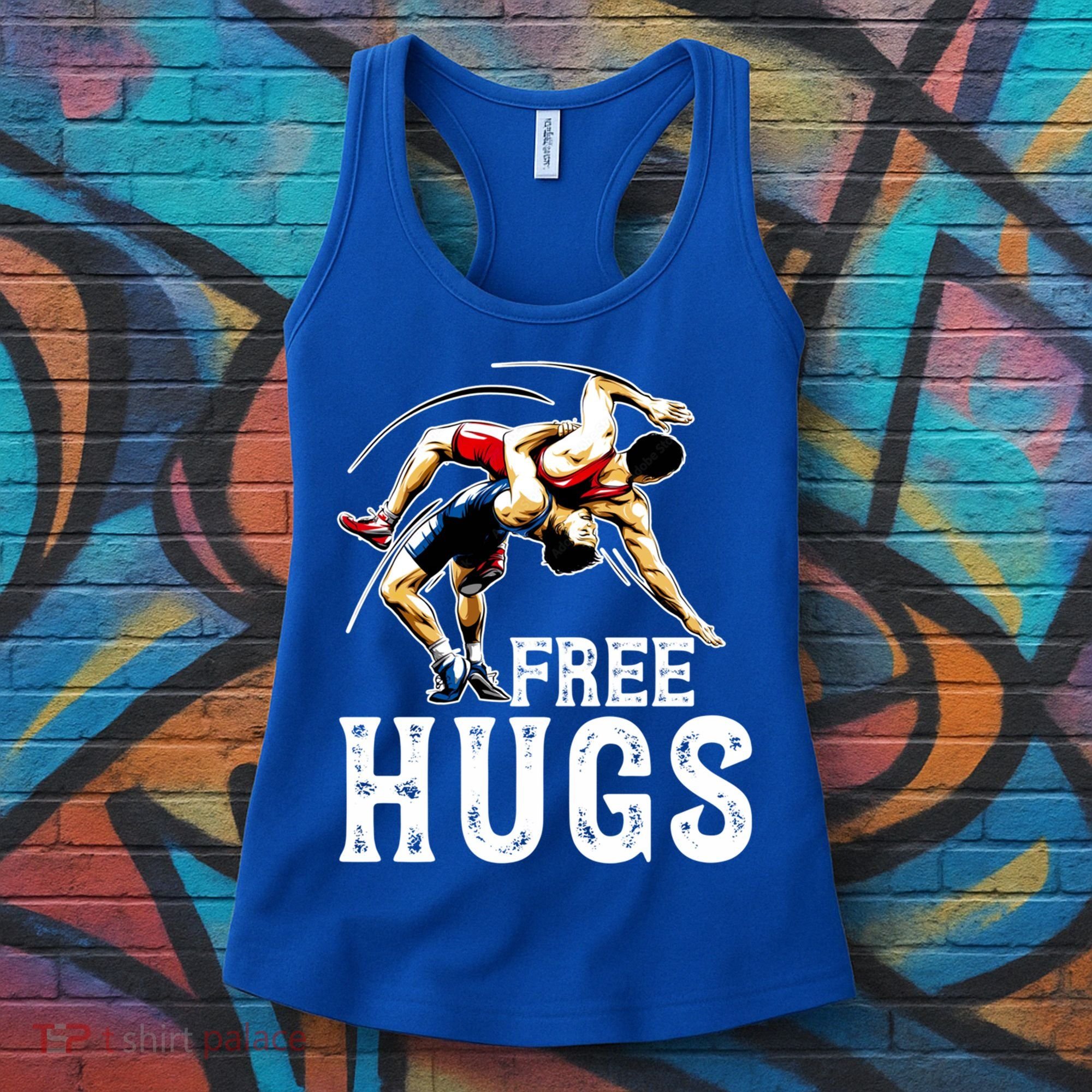 Wrestling Gift Funny Free Hugs Wrestling Cute Gift Women's Tank Top