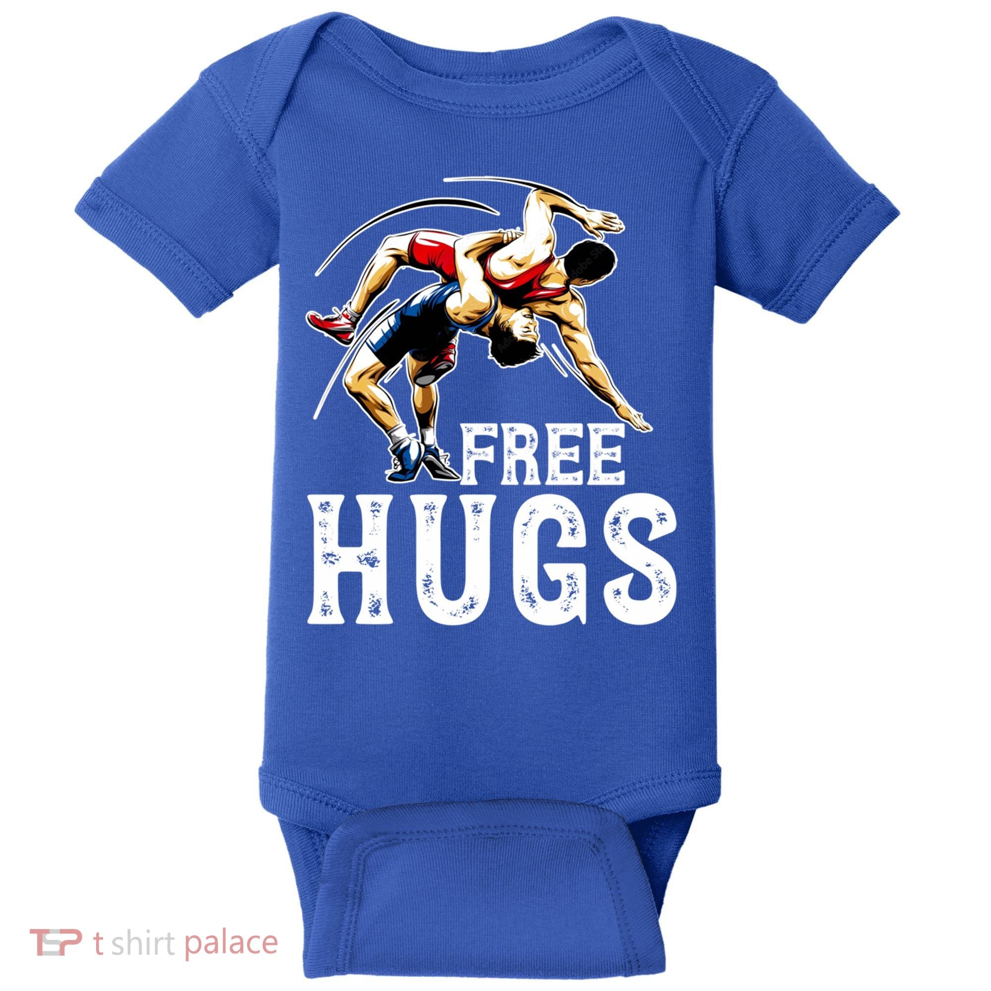 Wrestling Gift Funny Free Hugs Wrestling Cute Gift Baby Bodysuit