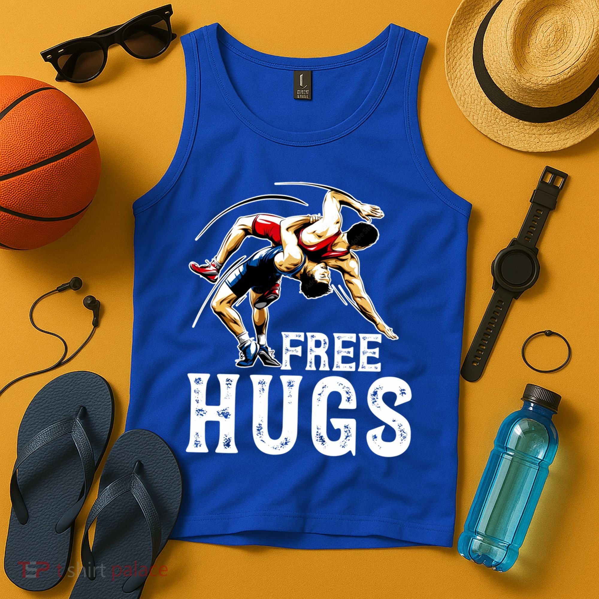 Wrestling Gift Funny Free Hugs Wrestling Cute Gift Tank Top
