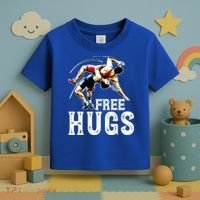 Wrestling Gift Funny Free Hugs Wrestling Cute Gift Toddler T-Shirt thumb 3