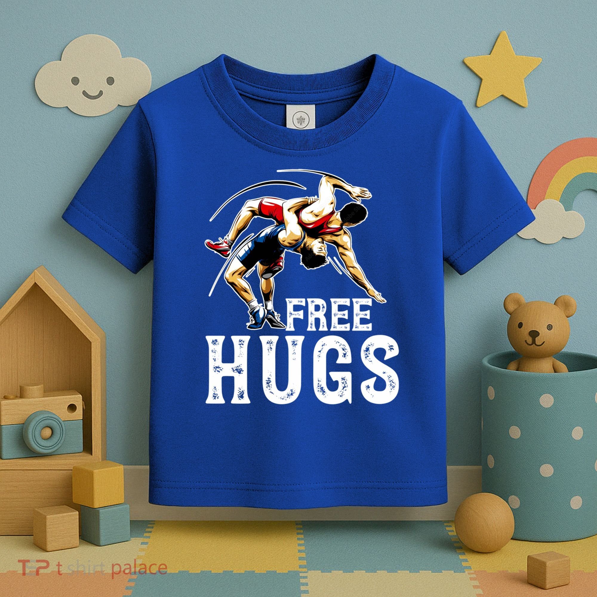 Wrestling Gift Funny Free Hugs Wrestling Cute Gift Toddler T-Shirt