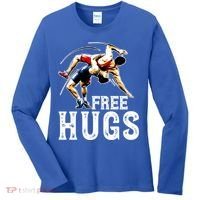 Wrestling Gift Funny Free Hugs Wrestling Cute Gift Women's Long Sleeve Shirt thumb 0