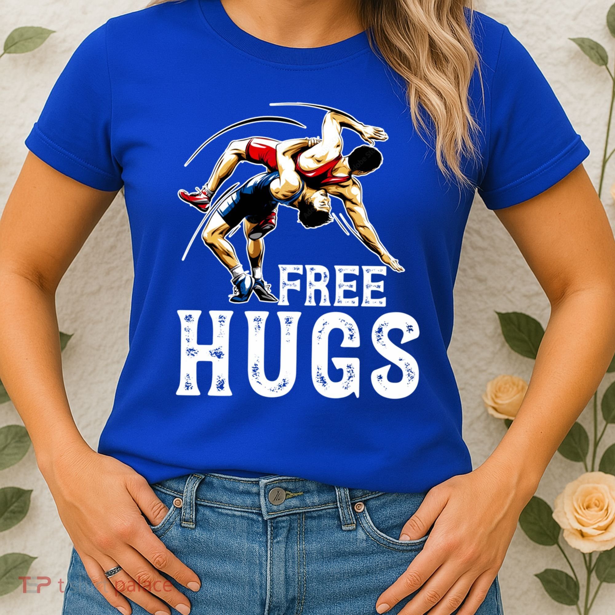 Wrestling Gift Funny Free Hugs Wrestling Cute Gift Women's T-Shirt