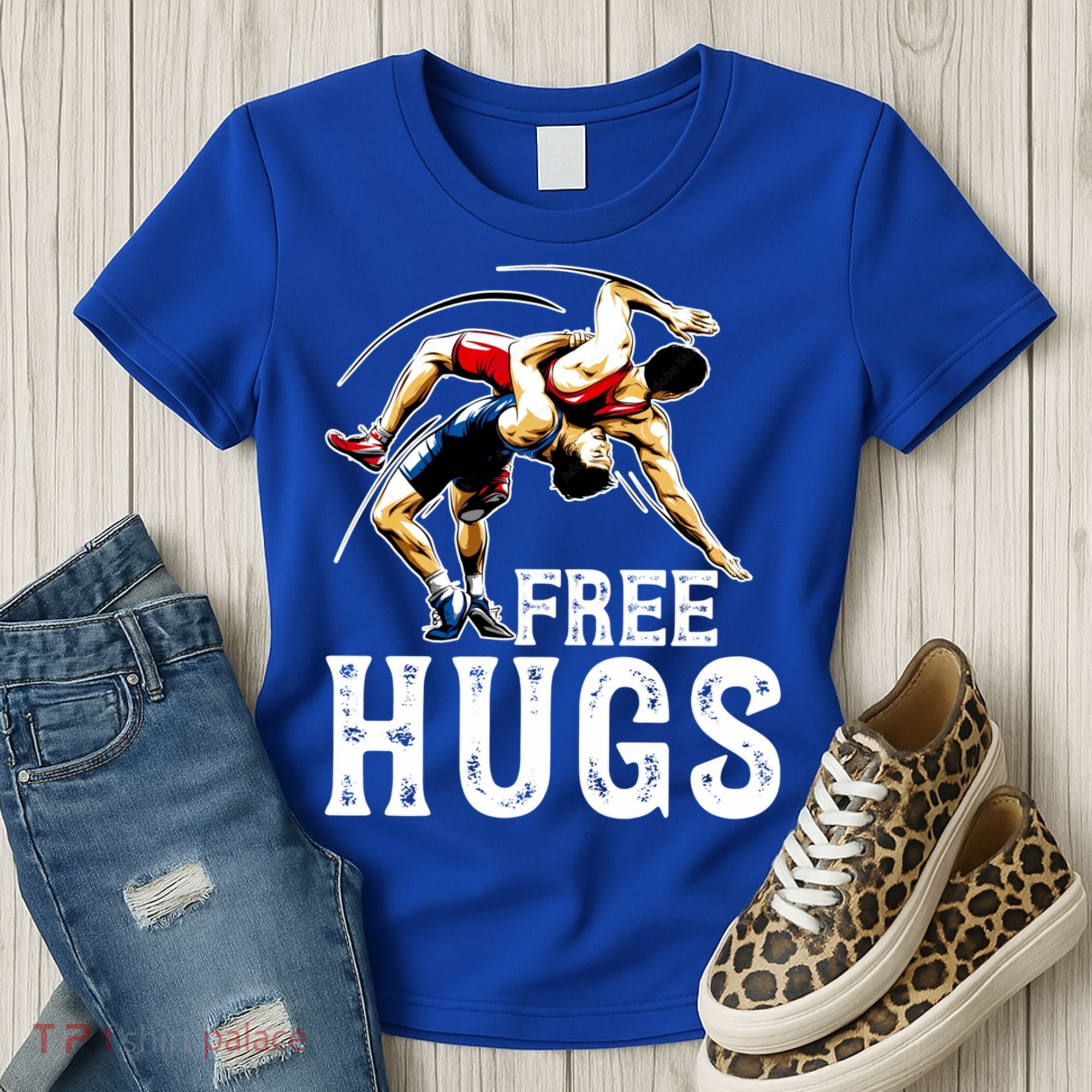 Wrestling Gift Funny Free Hugs Wrestling Cute Gift Women's T-Shirt