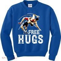 Wrestling Gift Funny Free Hugs Wrestling Cute Gift Kids Sweatshirt thumb 0