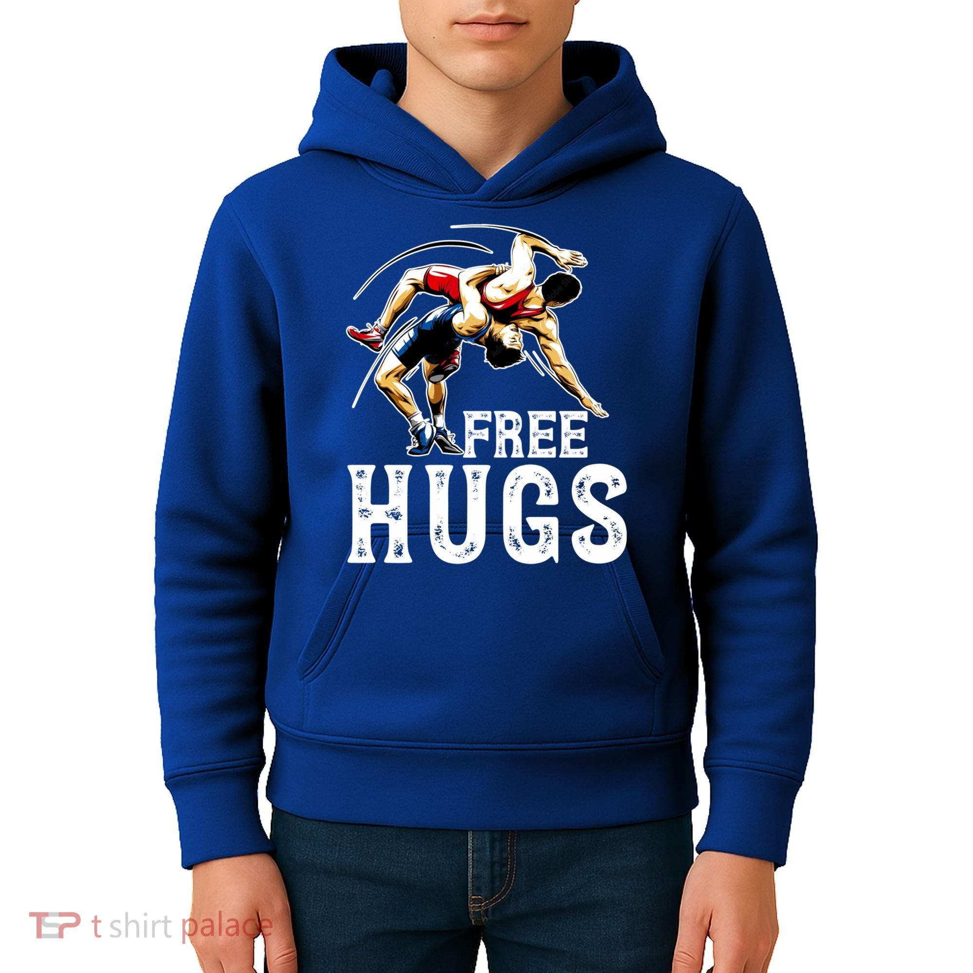 Wrestling Gift Funny Free Hugs Wrestling Cute Gift Kids Hoodie