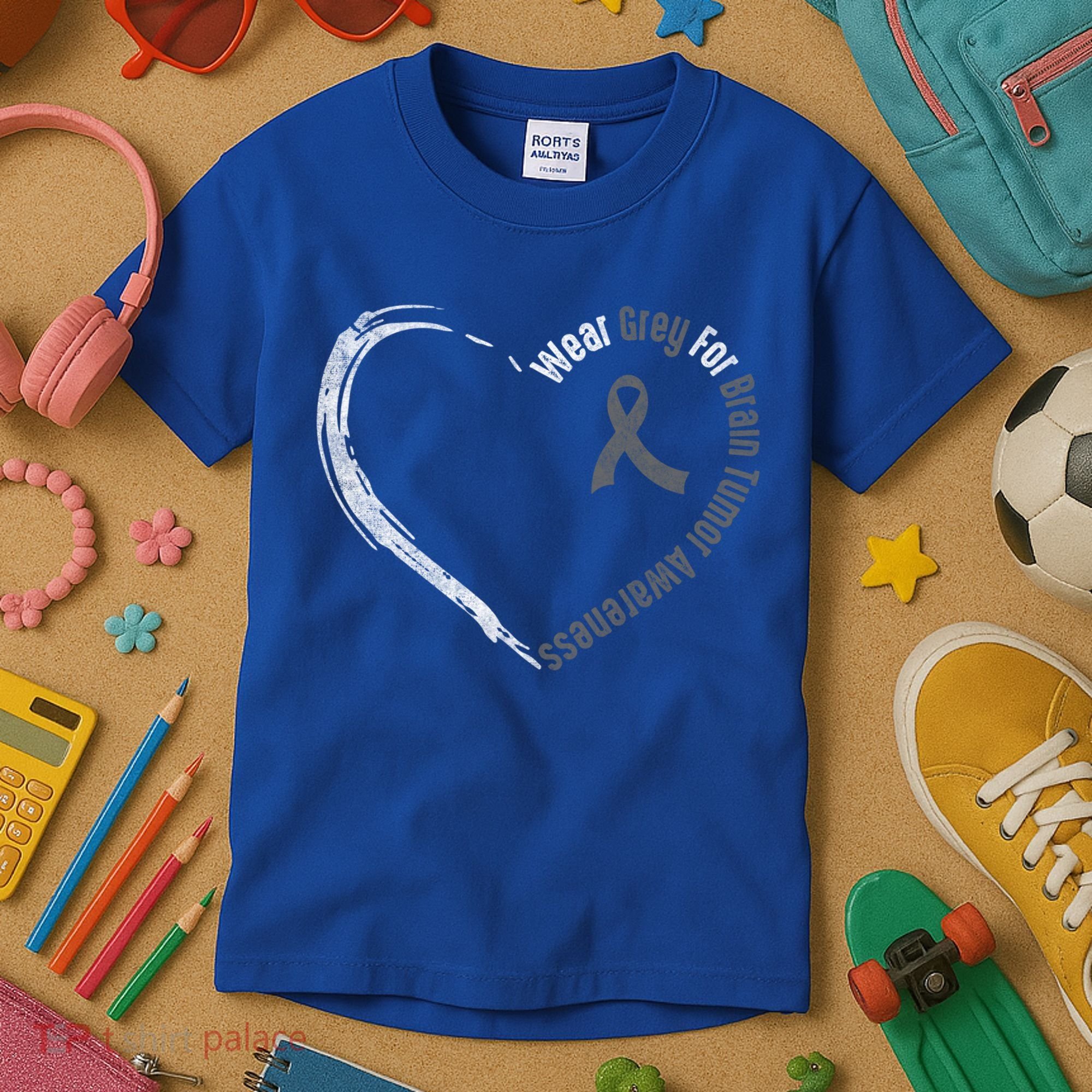 Wear Grey For Brain Tumor Awareness Brain Cancer Cool Gift Kids T-Shirt