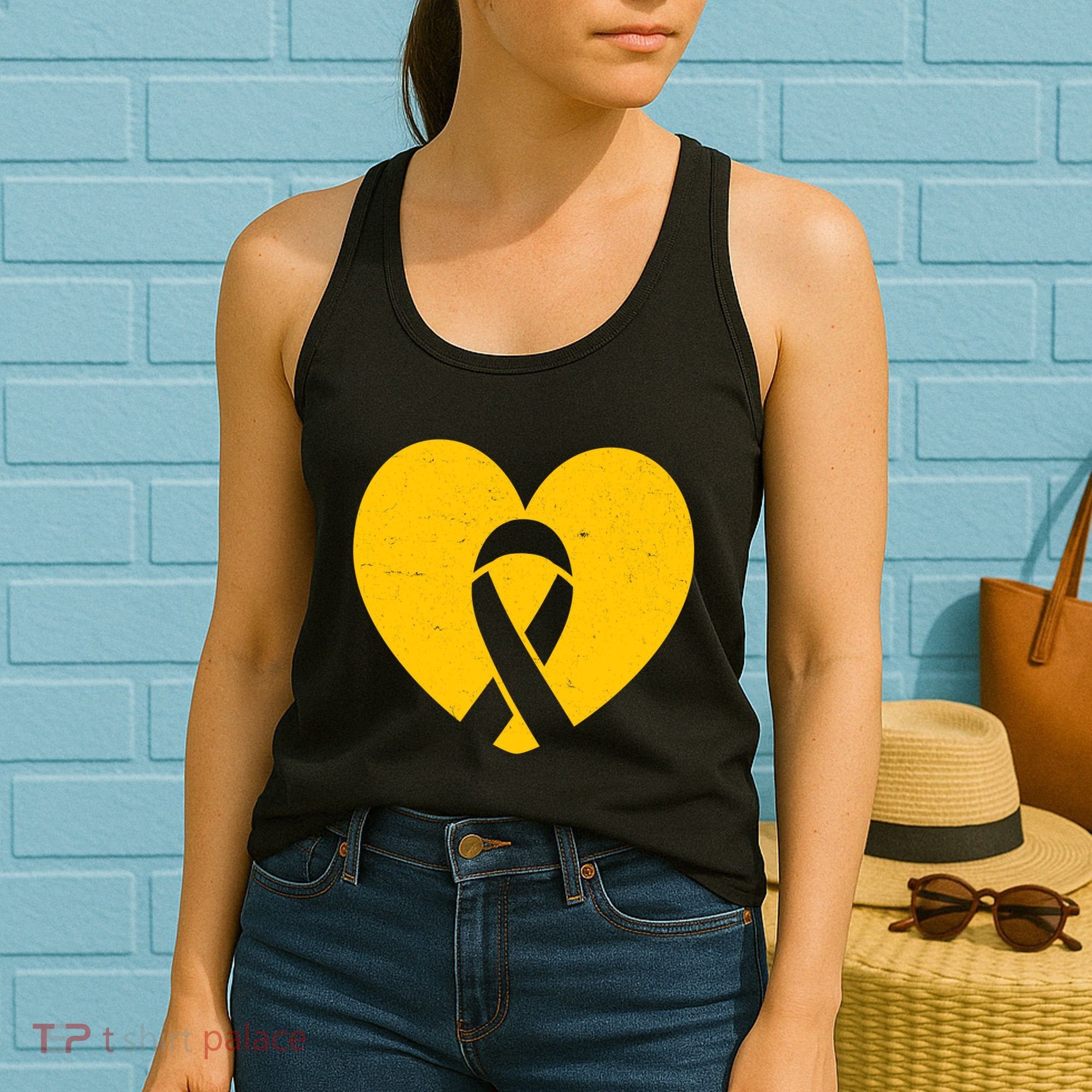 Wear Gold For Childhood Cancer Awareness Ribbon Women's Tank Top