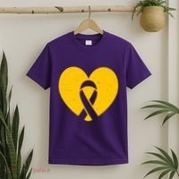 Wear Gold For Childhood Cancer Awareness Ribbon T-Shirt thumb 2