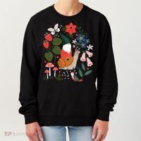 Whimsical Garden Gnome Riding Snail Women's Sweatshirt thumb 0