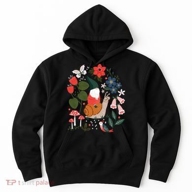 Whimsical Garden Gnome Riding Snail Hoodie