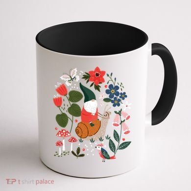 Whimsical Garden Gnome Riding Snail Coffee Mug back