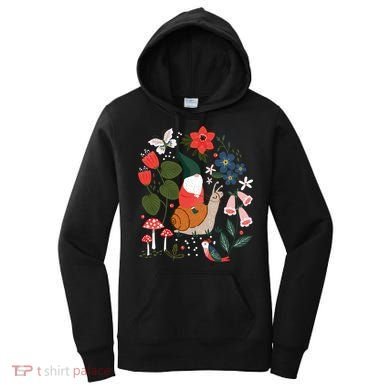 Whimsical Garden Gnome Riding Snail Women's Hoodie