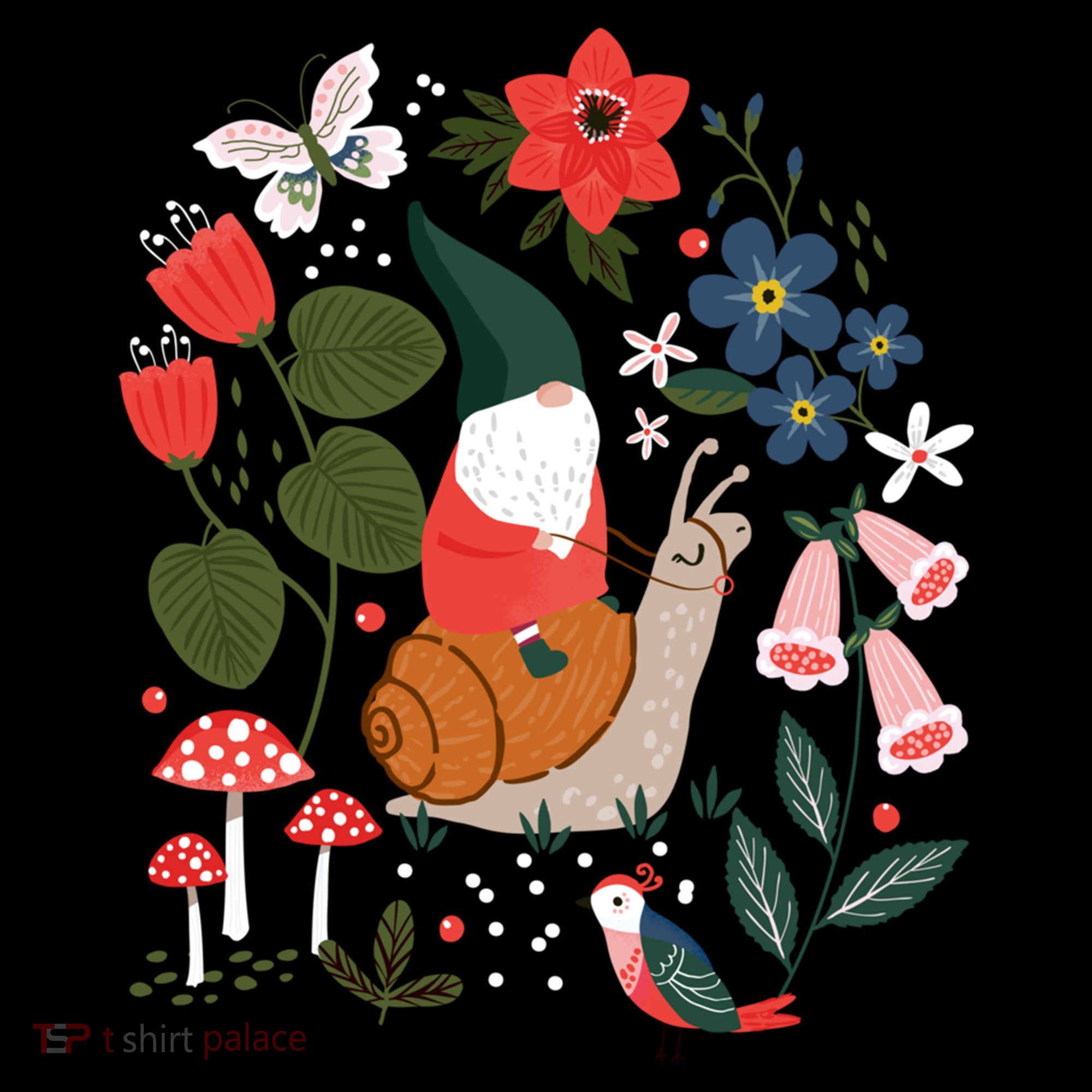 Whimsical Garden Gnome Riding Snail Women's Hoodie