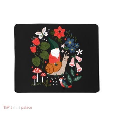 Whimsical Garden Gnome Riding Snail Mousepad