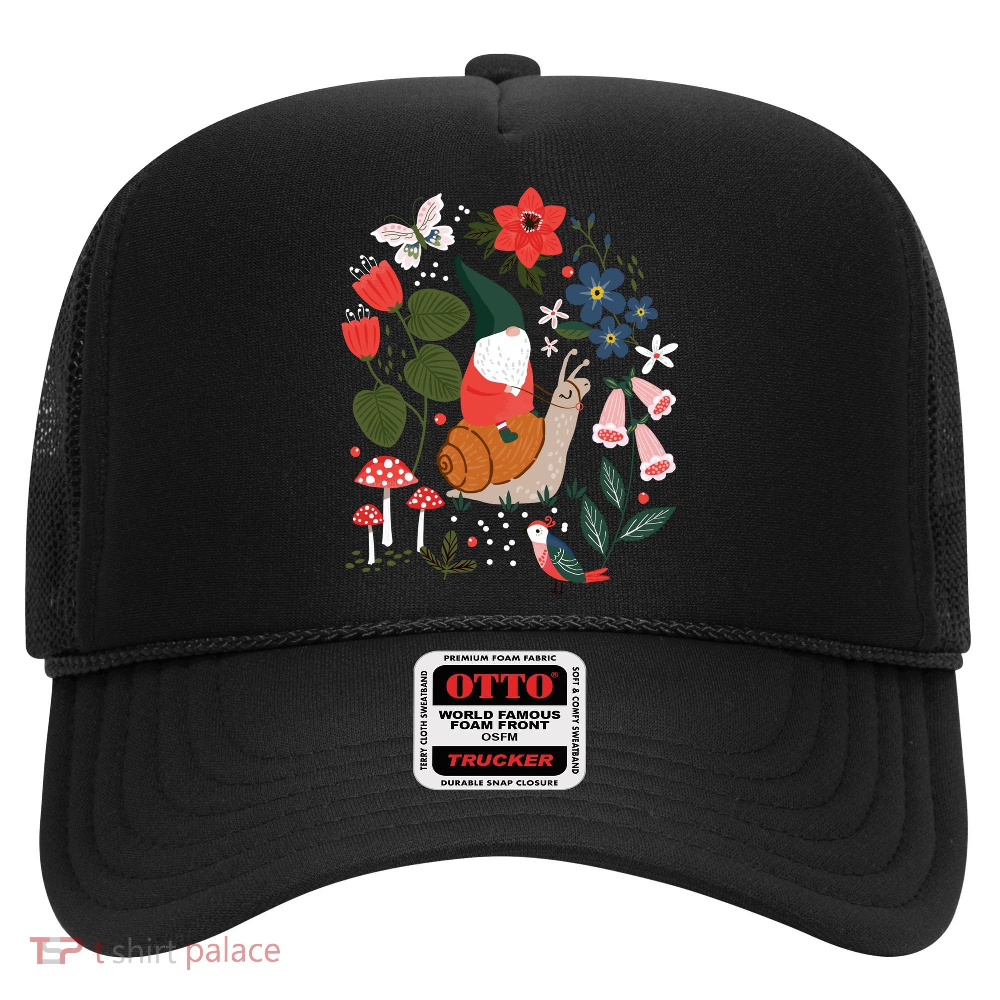Whimsical Garden Gnome Riding Snail Hat
