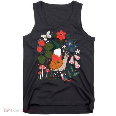 Whimsical Garden Gnome Riding Snail Tank Top