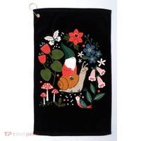 Whimsical Garden Gnome Riding Snail Golf Towel thumb 0
