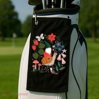 Whimsical Garden Gnome Riding Snail Golf Towel thumb 2