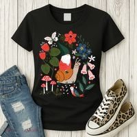 Whimsical Garden Gnome Riding Snail Women's T-Shirt thumb 3