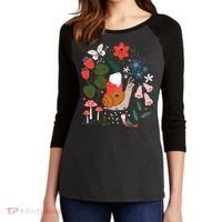 Whimsical Garden Gnome Riding Snail Women's Tri-Blend 3/4-Sleeve Raglan Shirt thumb 2