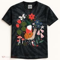 Whimsical Garden Gnome Riding Snail Kids Tie-Dye T-Shirt thumb 0