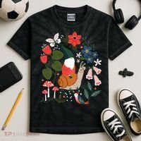 Whimsical Garden Gnome Riding Snail Kids Tie-Dye T-Shirt thumb 2