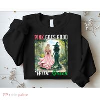 Witch Goes Good With Green Halloween Witch Sweatshirt thumb 2