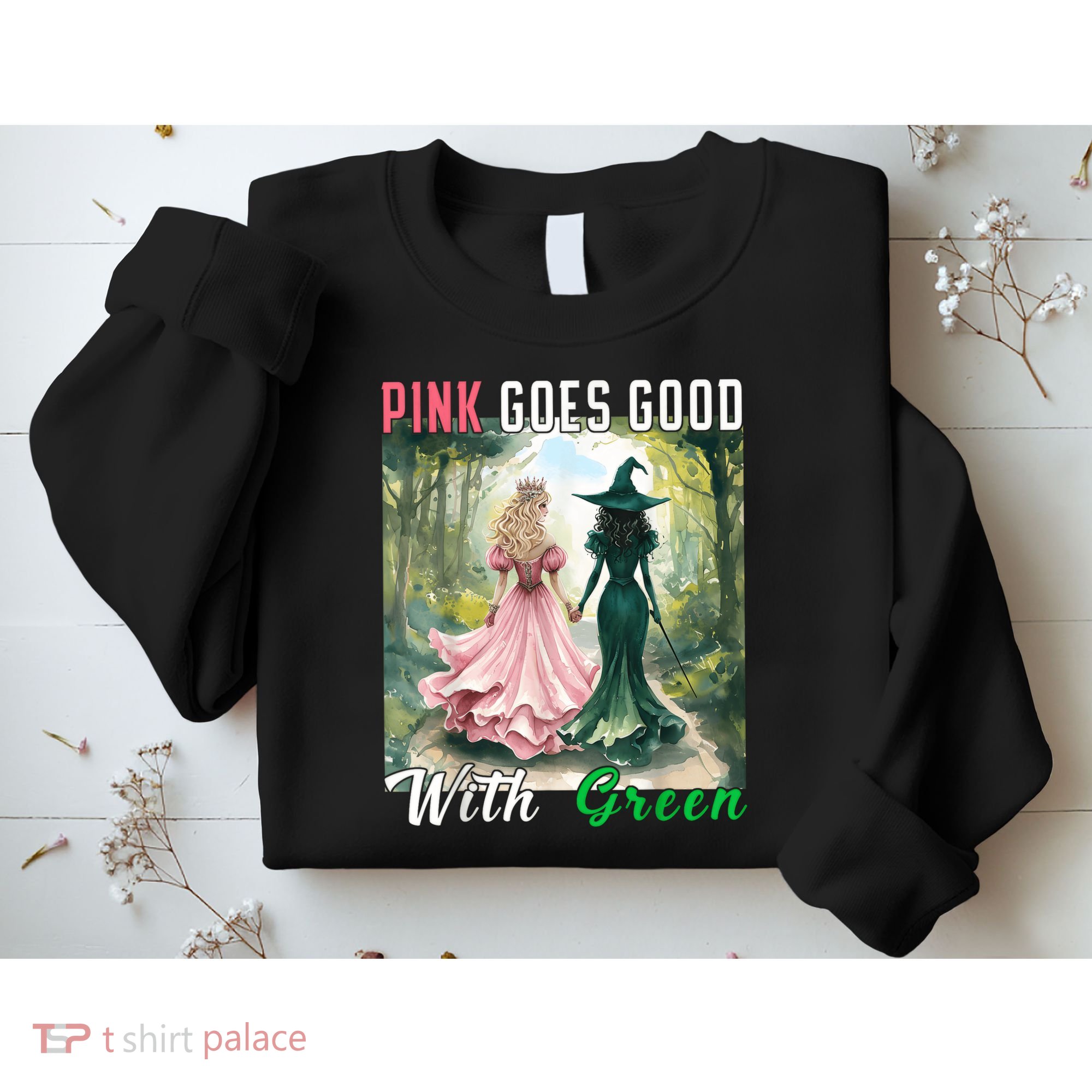 Witch Goes Good With Green Halloween Witch Sweatshirt