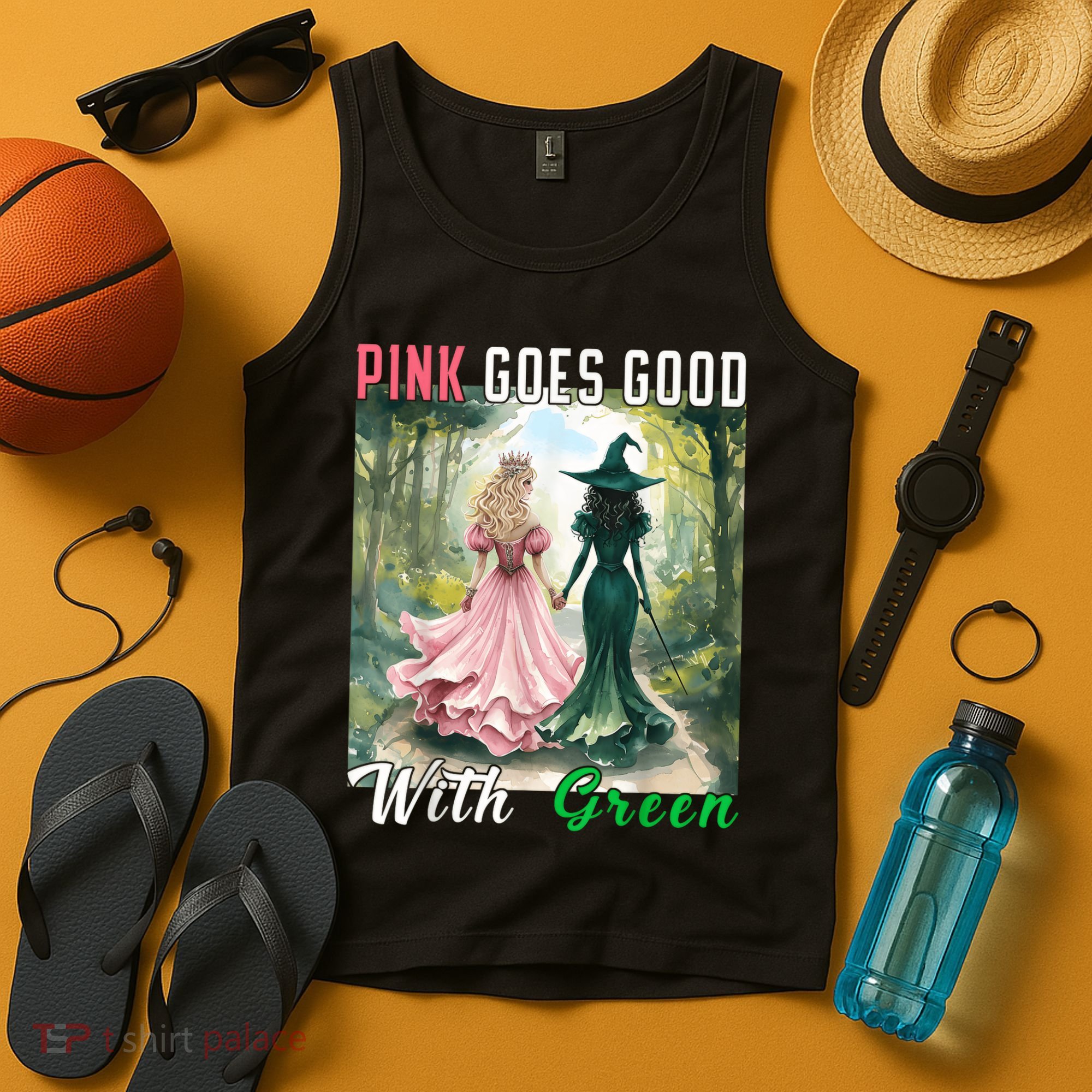 Witch Goes Good With Green Halloween Witch Tank Top