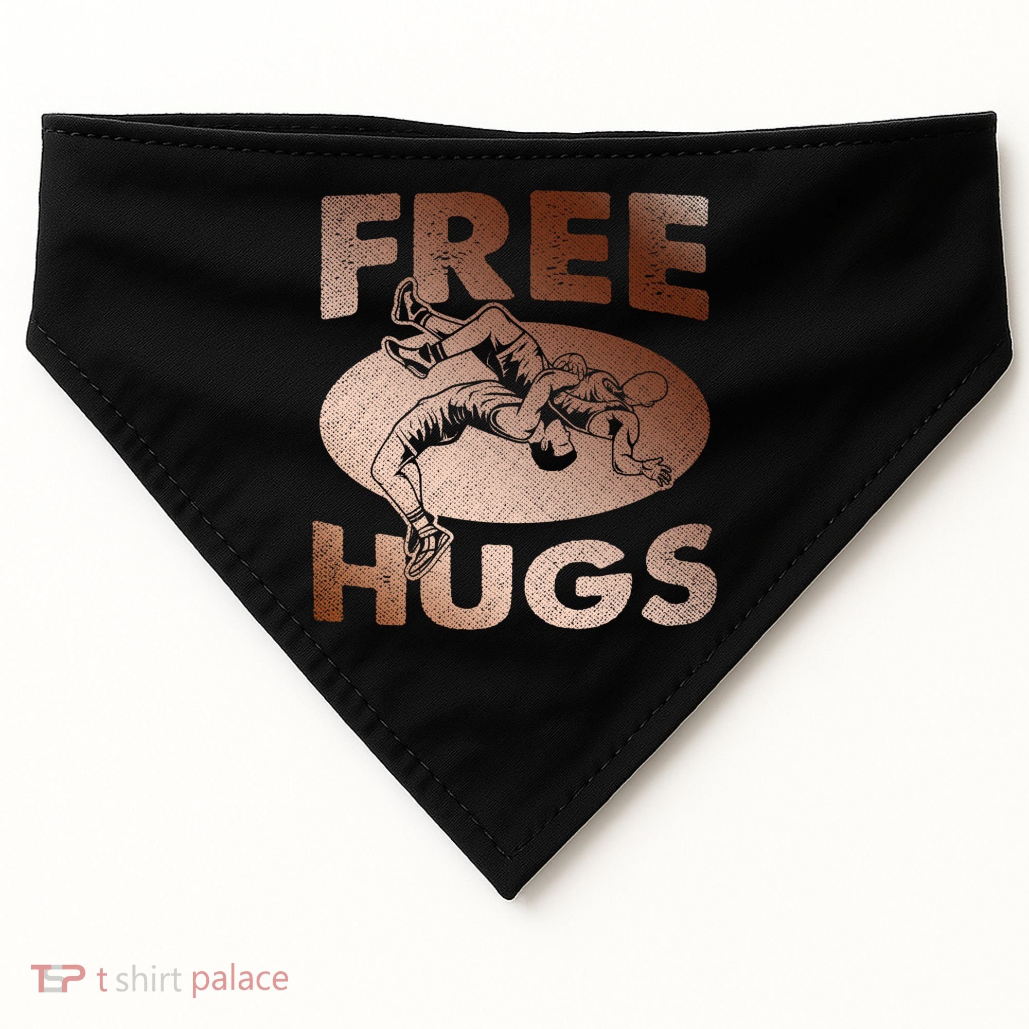 Wrestling Great Gift Great Gift Funny Free Hugs Wrestling Gift USA-Made Doggie Bandana