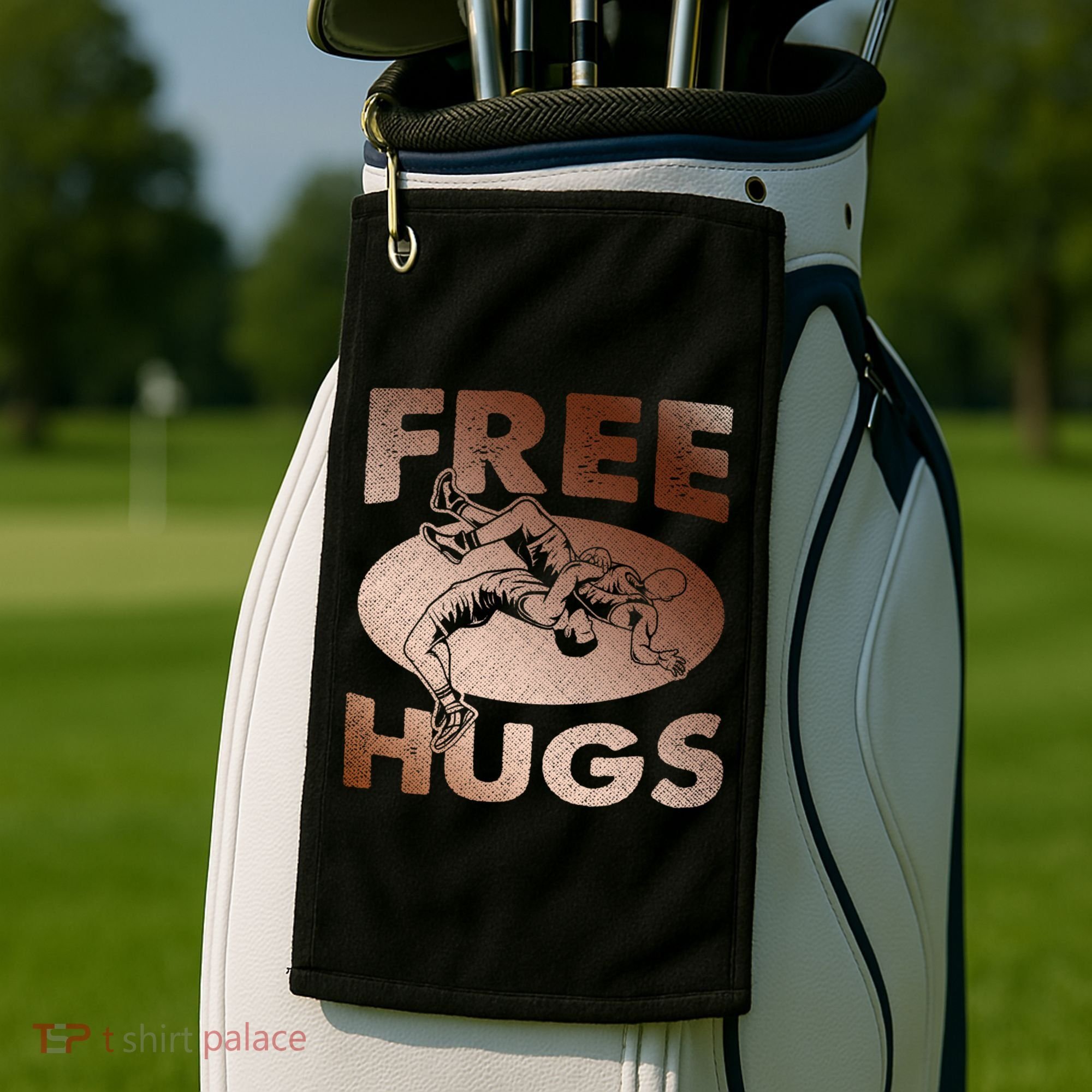 Wrestling Great Gift Great Gift Funny Free Hugs Wrestling Gift Golf Towel
