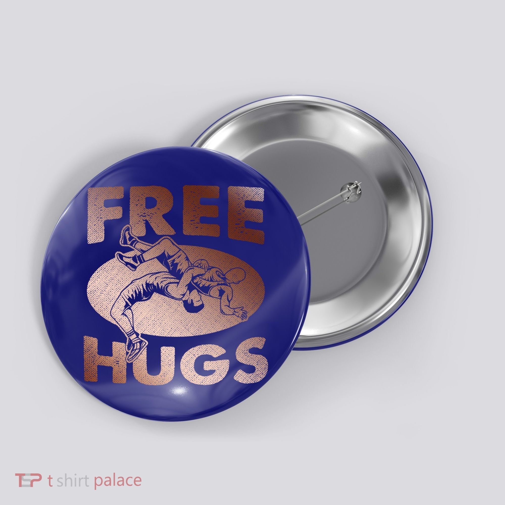 Wrestling Great Gift Great Gift Funny Free Hugs Wrestling Gift Button