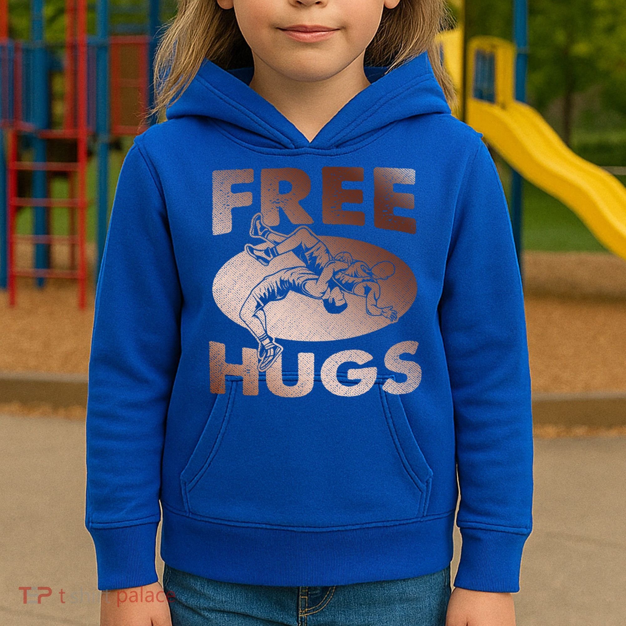 Wrestling Great Gift Great Gift Funny Free Hugs Wrestling Gift Kids Hoodie