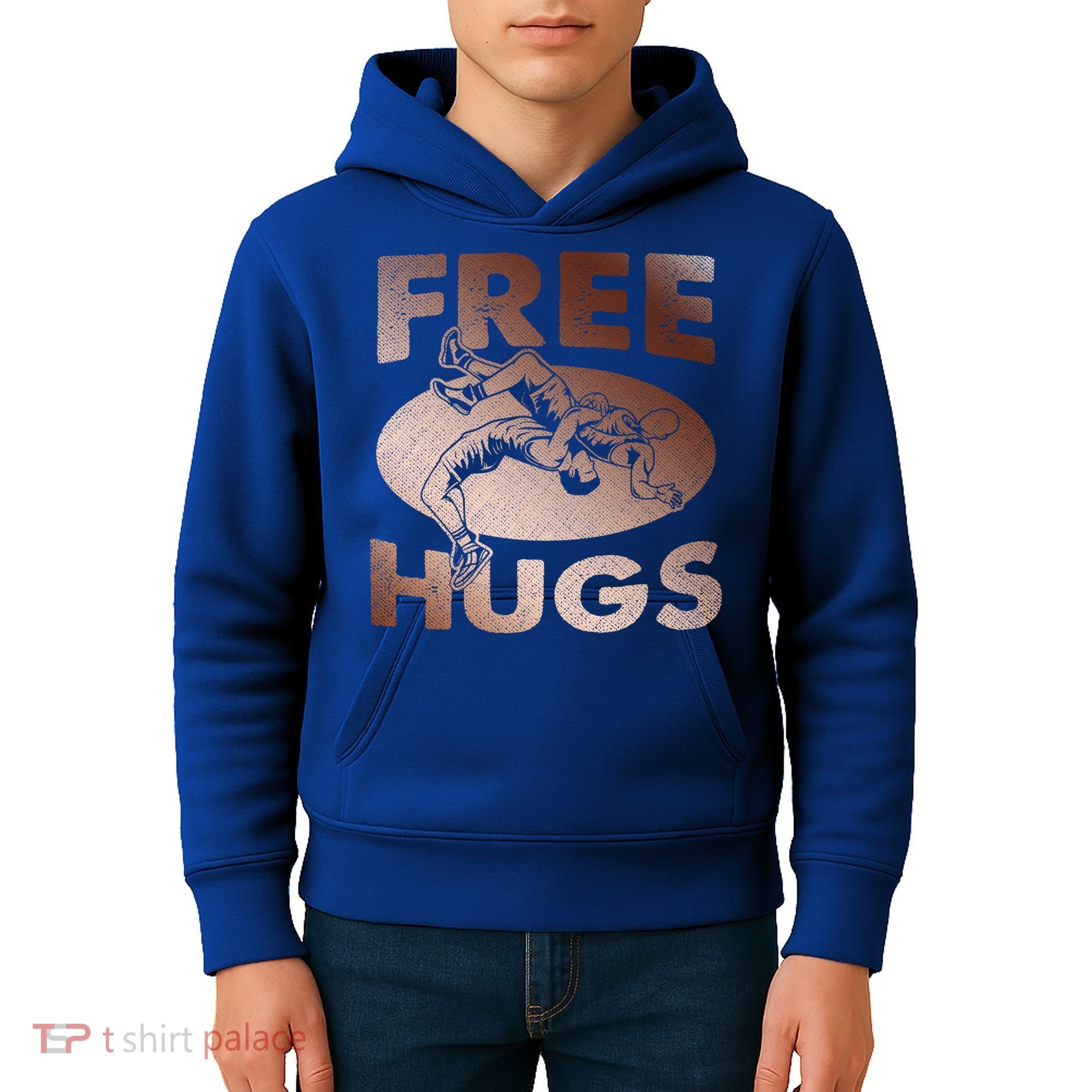 Wrestling Great Gift Great Gift Funny Free Hugs Wrestling Gift Kids Hoodie