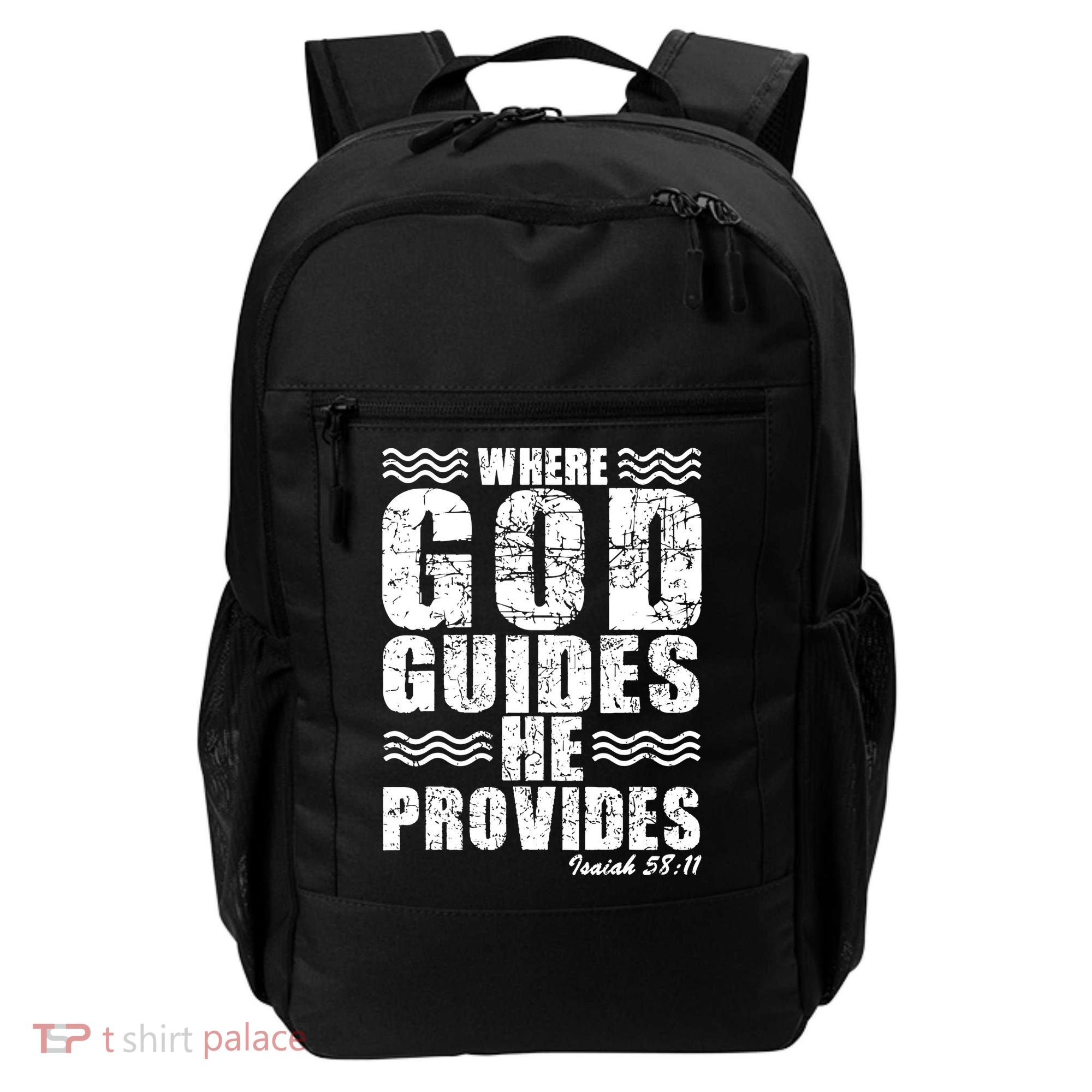Where God Guides He Provides Funny Christian Gift Backpack