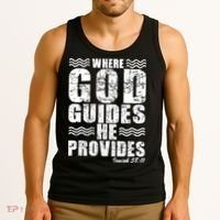 Where God Guides He Provides Funny Christian Gift Tank Top thumb 3