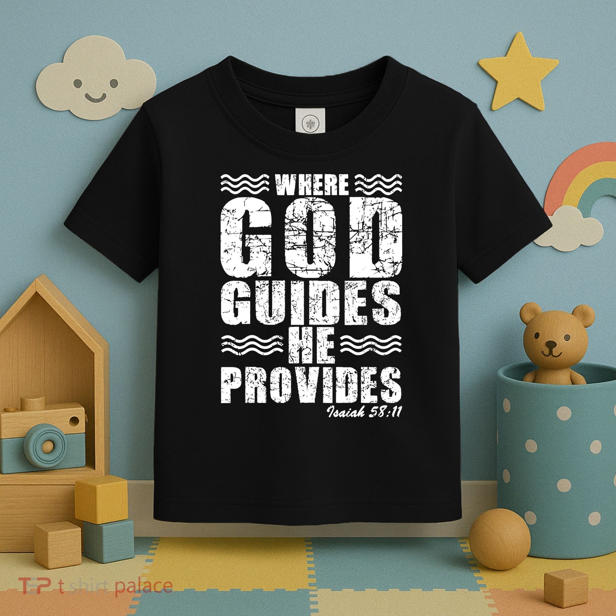 Where God Guides He Provides Funny Christian Gift Toddler T-Shirt