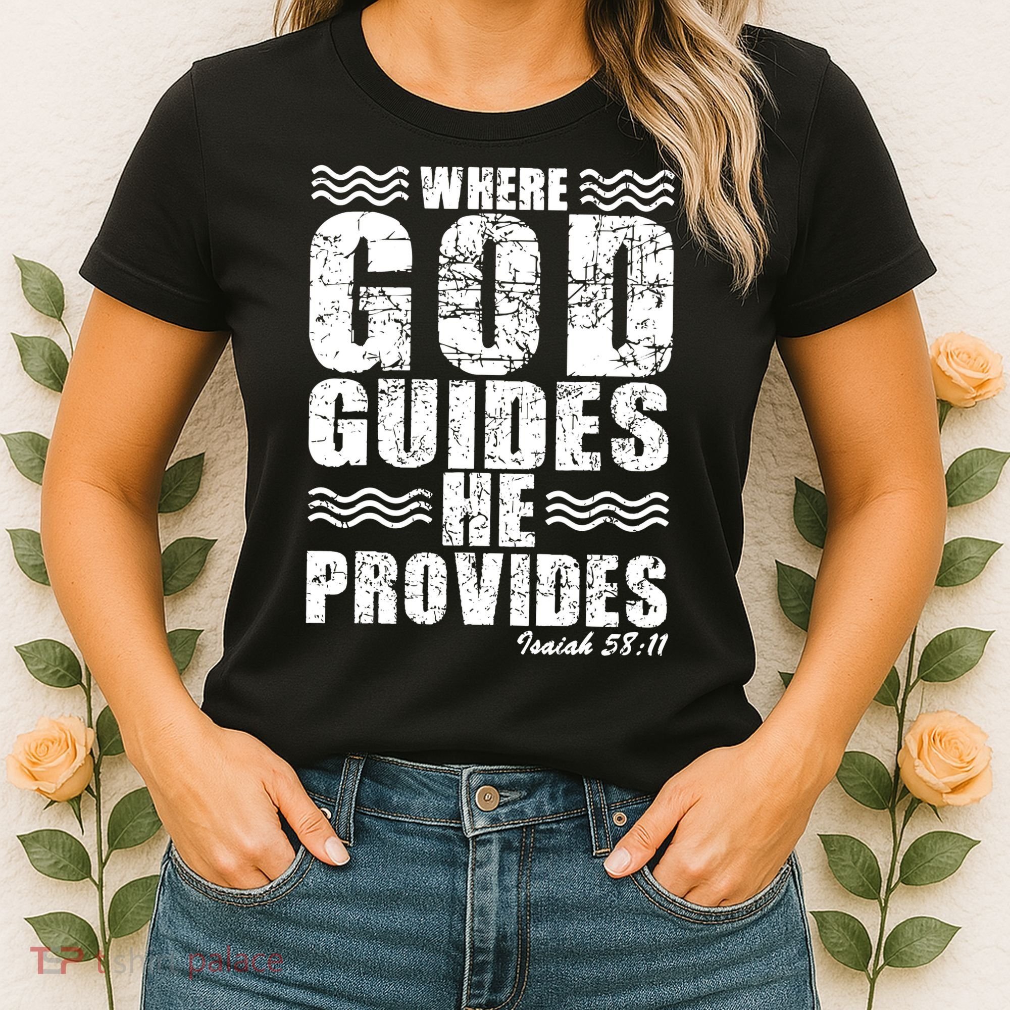 Where God Guides He Provides Funny Christian Gift Women's T-Shirt