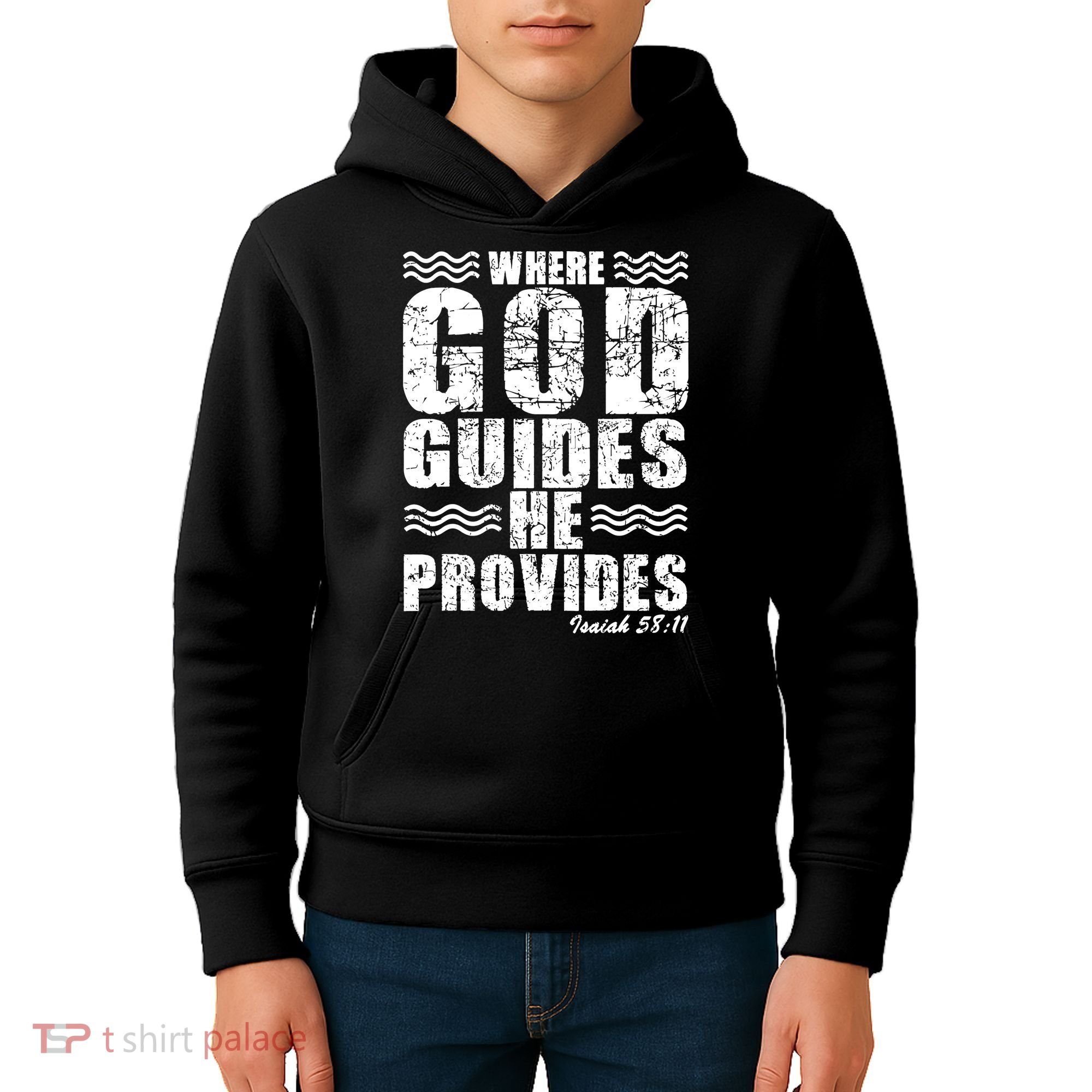 Where God Guides He Provides Funny Christian Gift Kids Hoodie