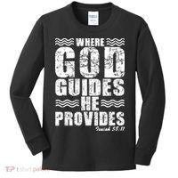 Where God Guides He Provides Funny Christian Gift Kids Long Sleeve Shirt thumb 0