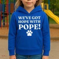 Weve Got Hope With The Pope Funny Paw Kids Hoodie thumb 3