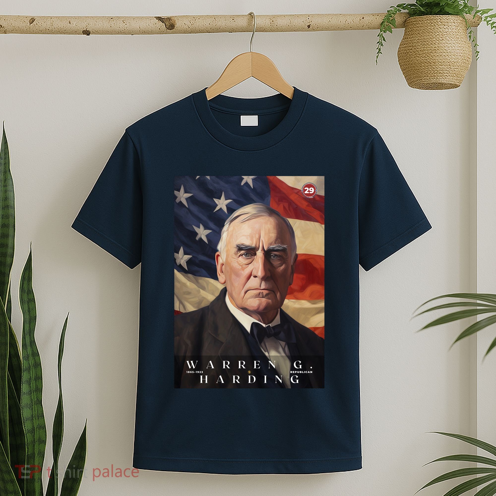 Warren G. Harding 29th President Of The United States Portrait T-Shirt